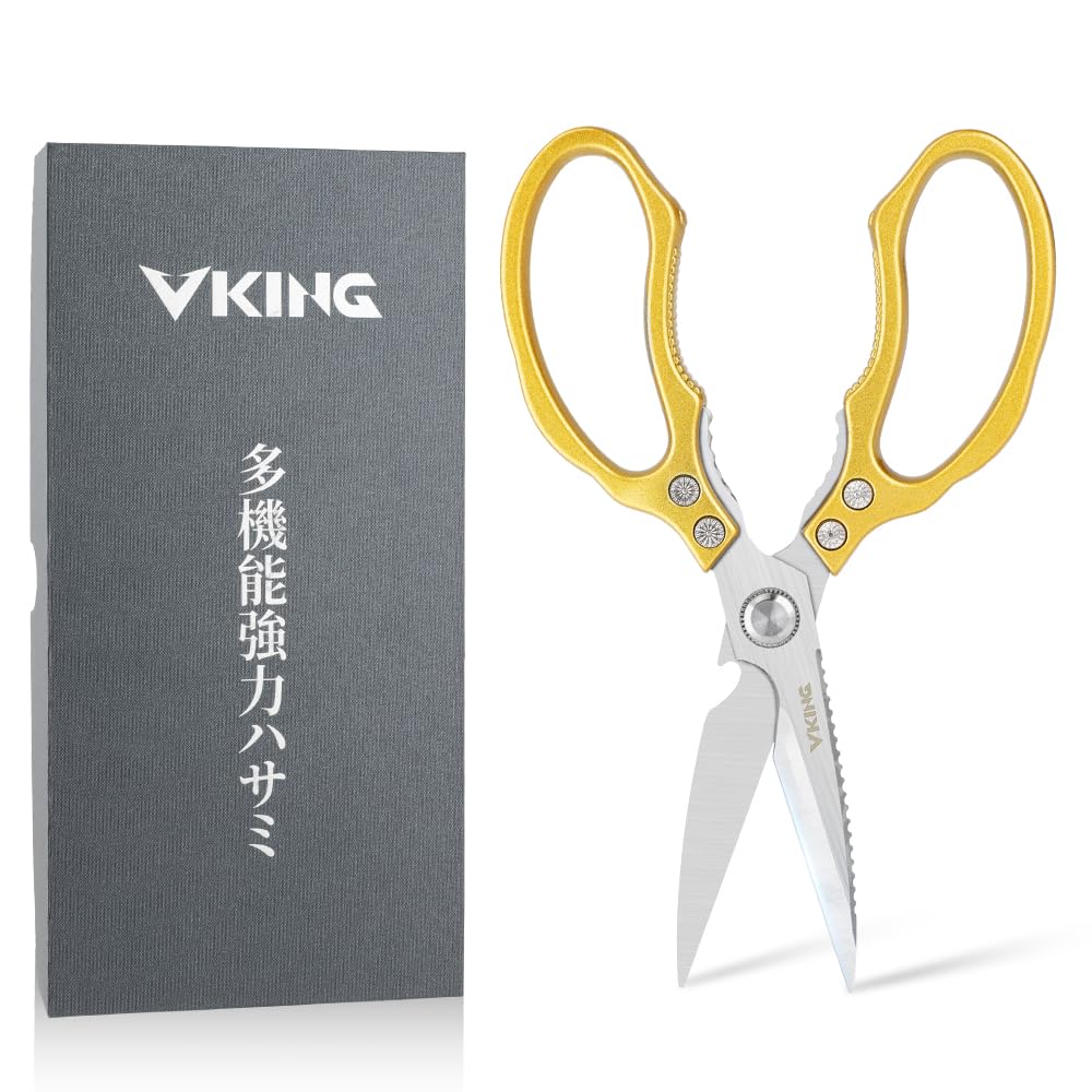 

VKING Multifunctional Kitchen Scissors Bottle Fish Grilling Stainless Steel - Opener, Nutcracker, Vegetable, Meat, Fish, Chicken, Poultry, Bones, золотой