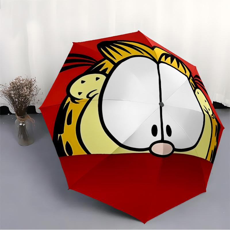 1pc Garfield Cat Automatic Open/Close Umbrella Folding Umbrella, Portable Compact Travel Umbrella, Gift for Men & Women y03