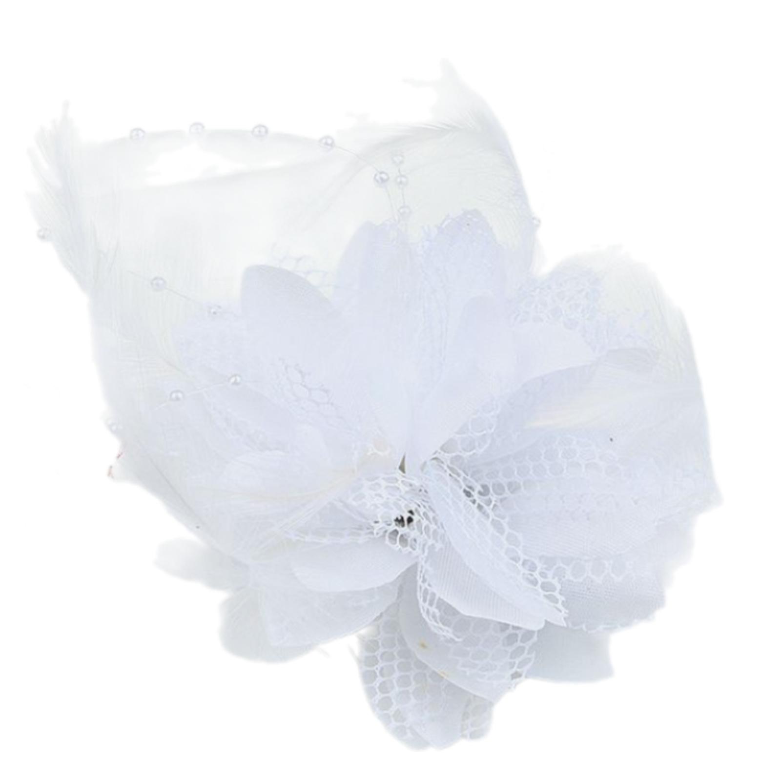 Роскошное перьевое украшение для волос Косплей Шиньоны Заколка для волос для свадебной вечеринки Свадебные прически и вечерние платья белый