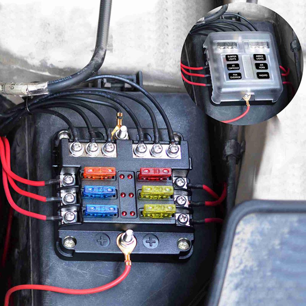 6 Way Fuse Box Car Boat Power Distribution Blade Fuse Holder Block Panel 12V?32V