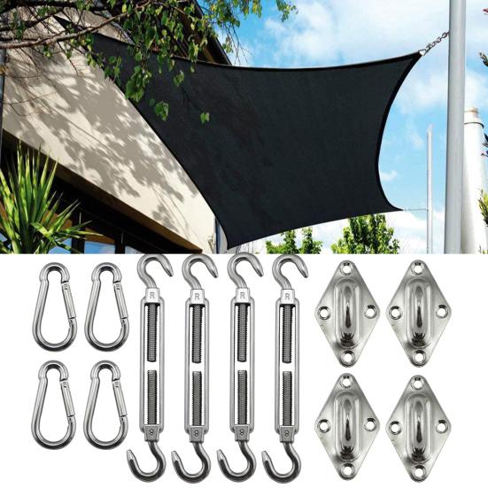 44 Pcs Shade Sail Hardware Kit for Four-Corner Sun Shades Outdoor Patio Canopy Accessories Set