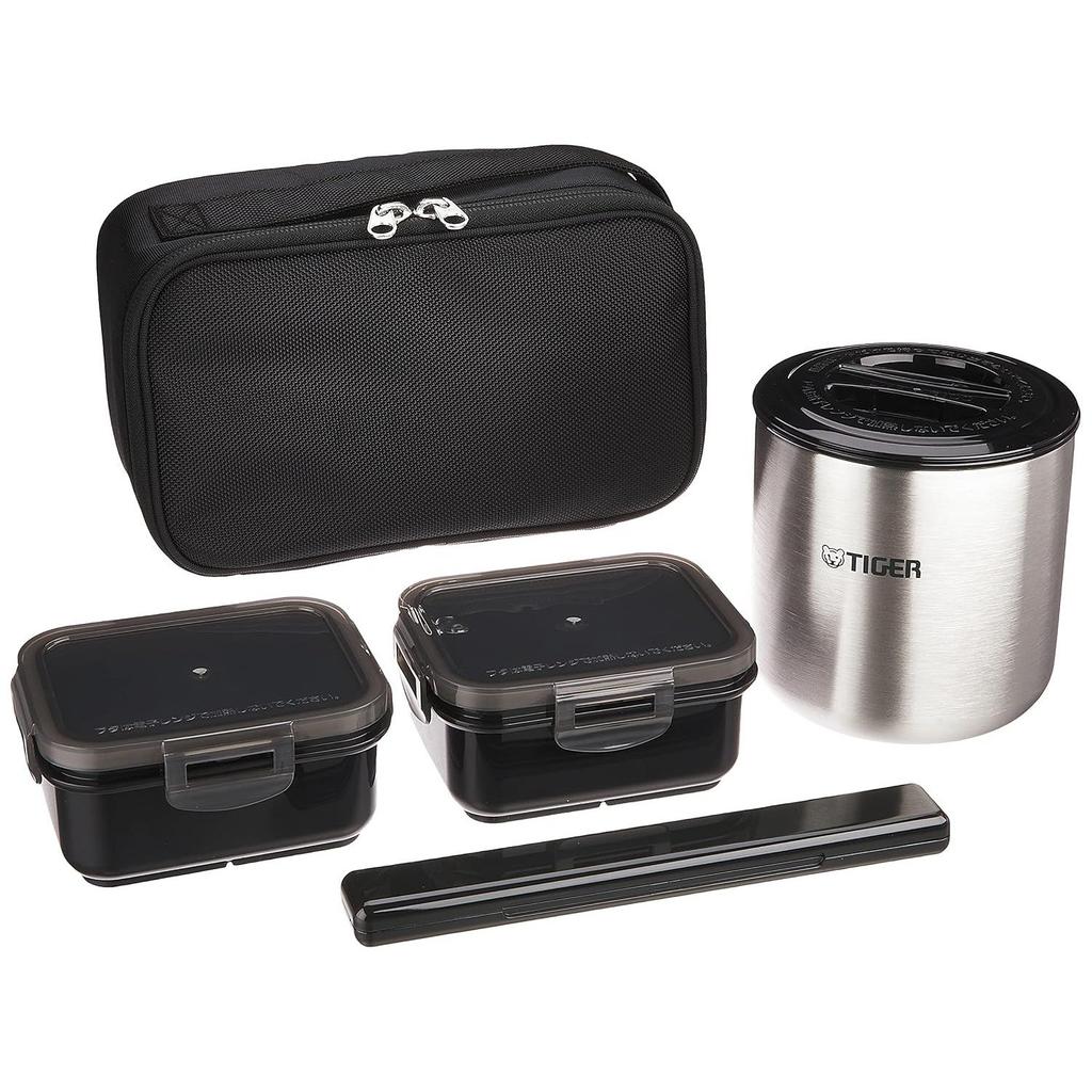 Tiger thermos insulated lunch box stainless steel jar rice bowl approximately 2.3 servings pouch black LWY-E461-K