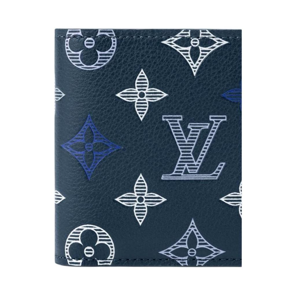 Louis Vuitton Multiple Monogram Shadow Cow Leather Wallet Men's Dark Blue M29137