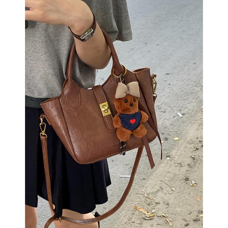 Retro Niche Portable Vegetable Basket Bag Women's 2025 New Trendy Fashion Korean Small Tote Bag Simple Messenger Bag