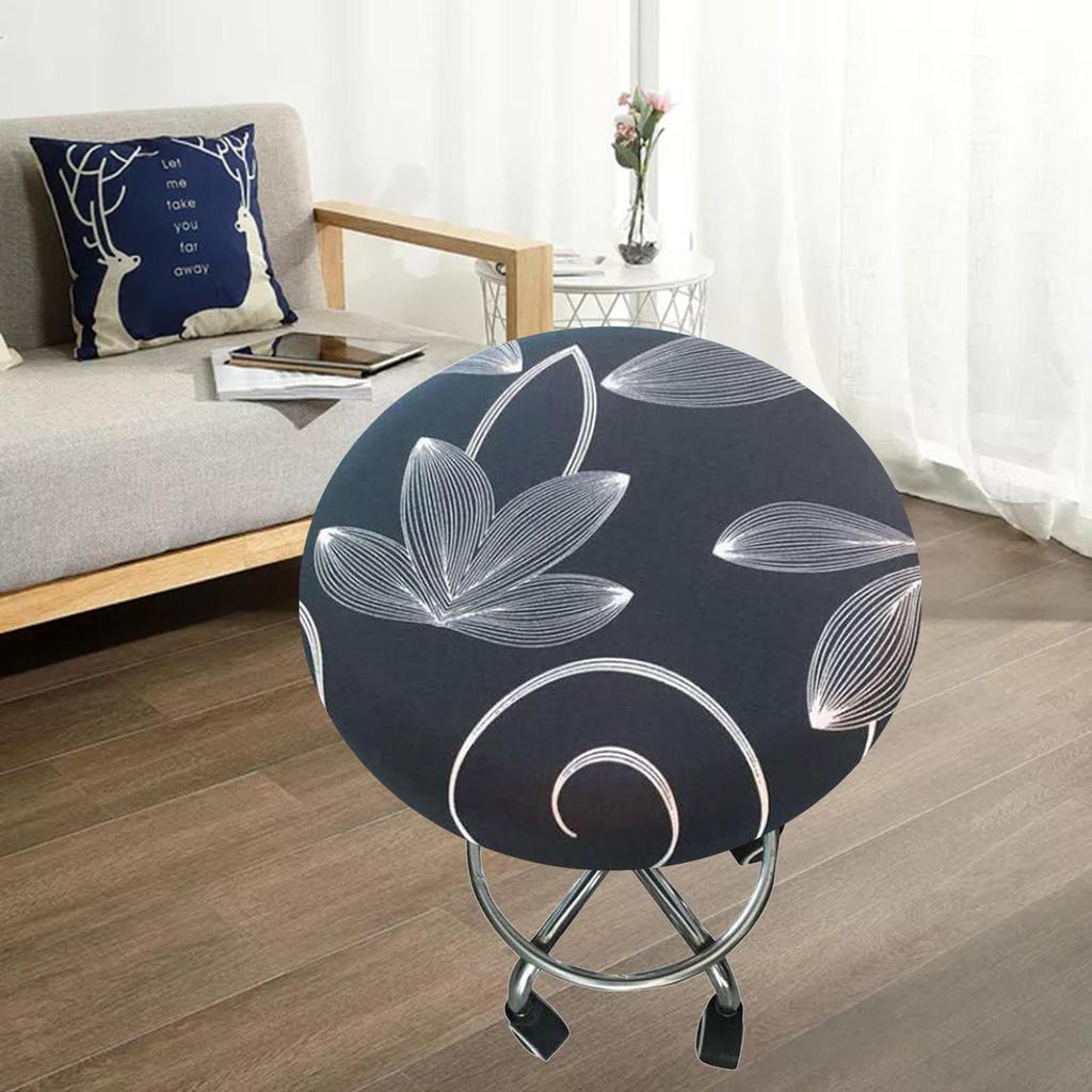 Stretchy Round Bar Stool Cover, Washable Barstool Chair Seat Cover Printed, Non