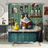 Funny Cat Reading In Bathtub Shower Curtain - Waterproof, Mildew-Resistant With Quirky Design For Unique Bathroom Decor