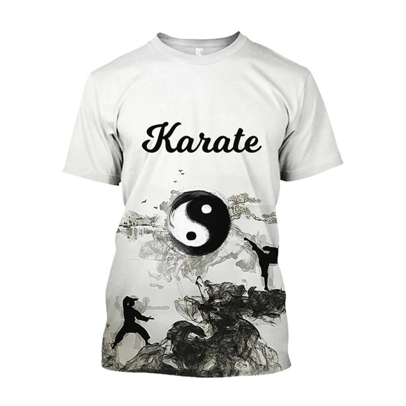 3D Printed Japan Training T Shirt Men Karate Pattern T-Shirts Fashion Round Neck Pullover Oversized Short Sleeve Tees Sport Tops