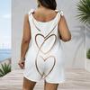 Women Plus Size Crew Neck Tank Romper Dark Gothic Floral Print Jumpsuit Shorts