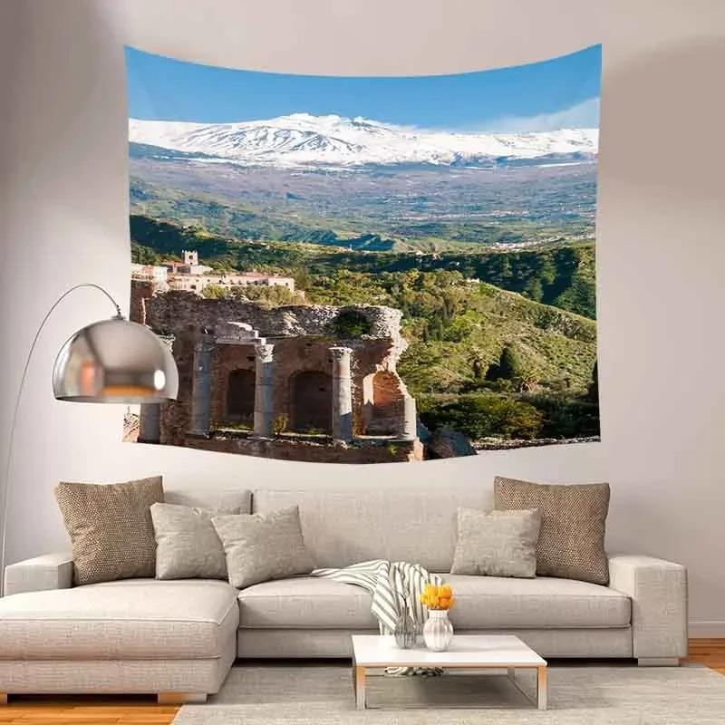 Architectural Relics Landscape Tapestry Office Living Room Decoration Home Wall Tapestry