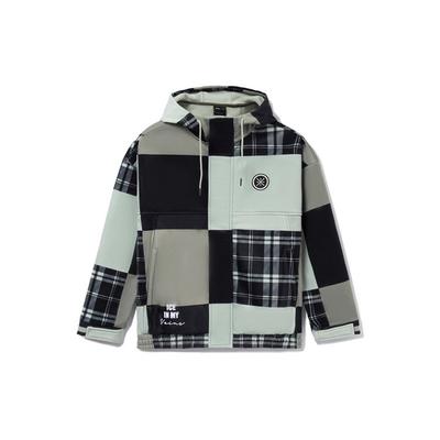 Li Ning Wade Series Color Block Hooded Fleece Loose Knit Jacket Men Jacket Water Gray Green AFDR743-6