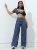 2025 Spring Women's Light Wash Floor-Length Wide Leg Jeans