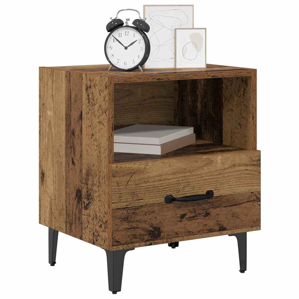 Nightstand Set of 2 Reclaimed Wood Look 40 X 35 X 47.5 Cm Engineered Wood