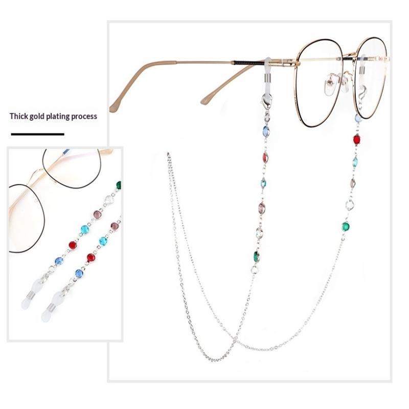 String Crystal Hanging Chain Metal Chain Colorful Rhinestone Sunglasses Chains Metal Glasses Chain Spectacle Cord Mask Chain