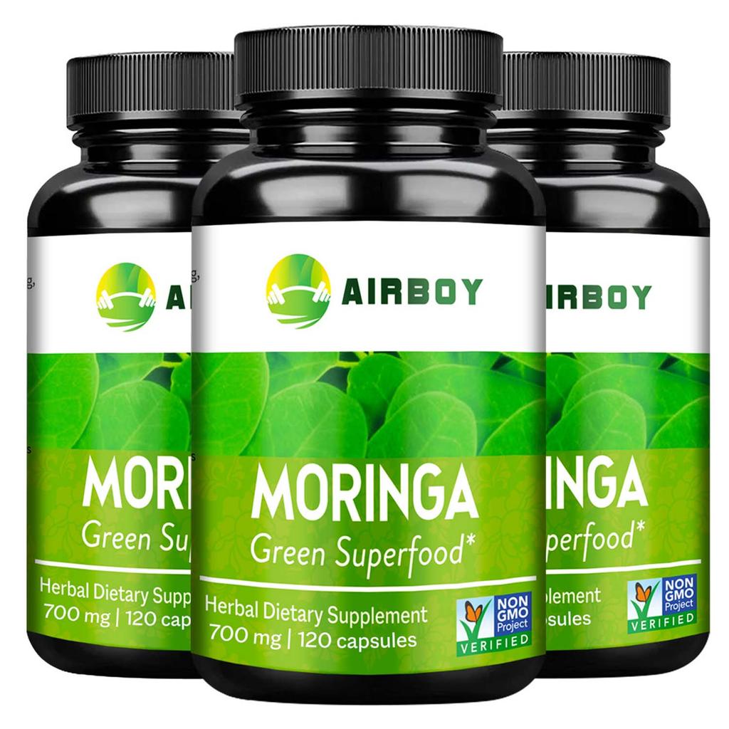 Moringa extract capsules, 700 mg per serving, adult immune support.
