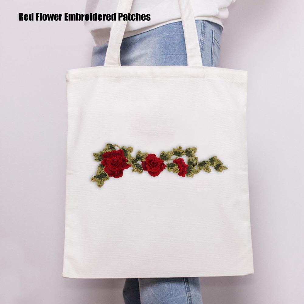 2pcs Delicate Flower Details Iron On Patches Bright Color Embroidery Sew on Patches  For DIY Crafts