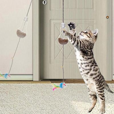 Cat Toy Interactive Cats Leak Food Feather Toys with Bell Hanging Door Scratch Rope Pets Food Feeder Dispenser Kitten Catnip Toy