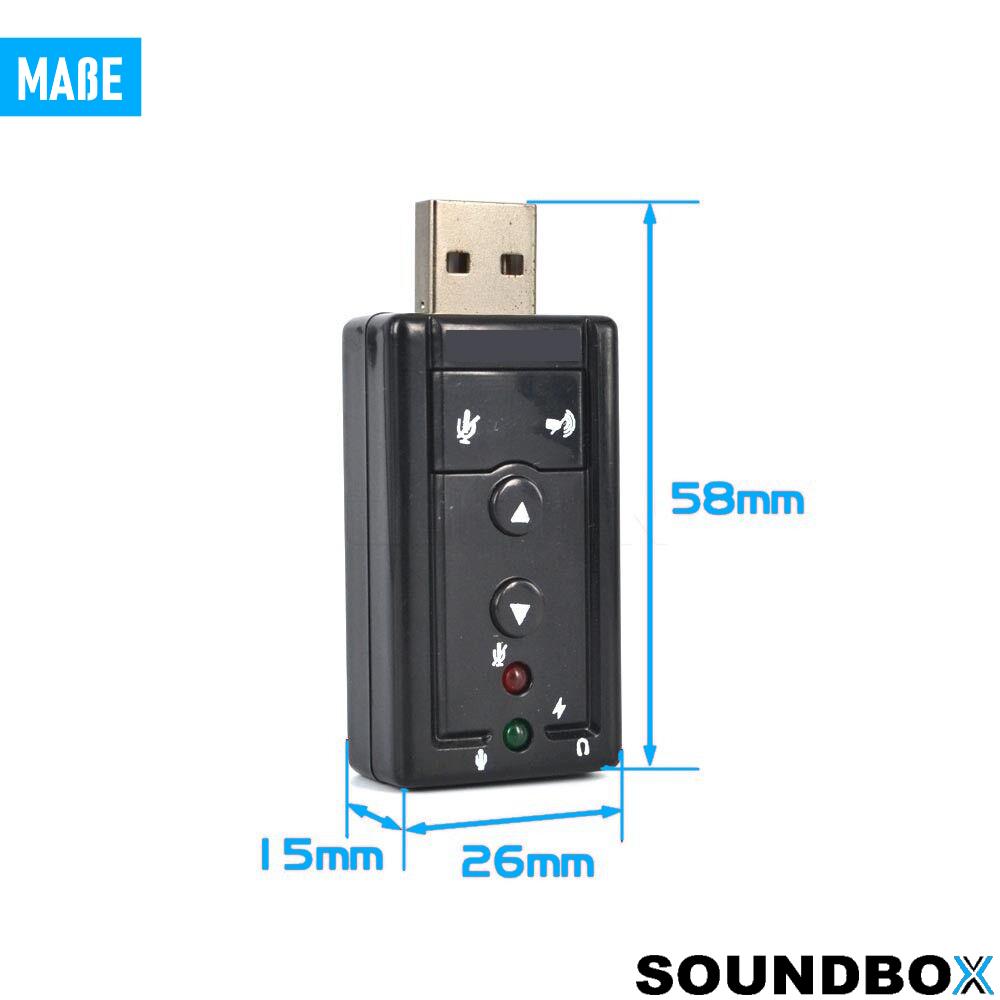 SOUNDBOX USB Sound Card External Sound Adapter 7.1 Surround 3D Effect Laptop PC