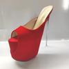 Fashion New ultra high fine heel 19 cm steel heel suede red large size slippers hate sky-high sexy women's shoes High-heeled sandals