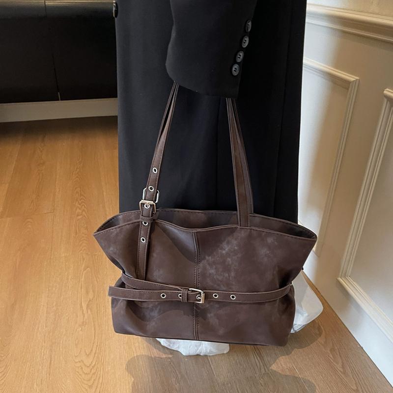 Trendy Fashion Simple Belt Buckle Retro Women's Underarm Bag Elegant Shoulder Bag Very Suitable for Daily Life, Shopping, and Women's Holiday Gifts