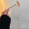1Pc National Style New Chinese Step Fan Pearl Tassel Hairpin Female Antique Senior Hanfu Disc Hair Hairpin Hairpin