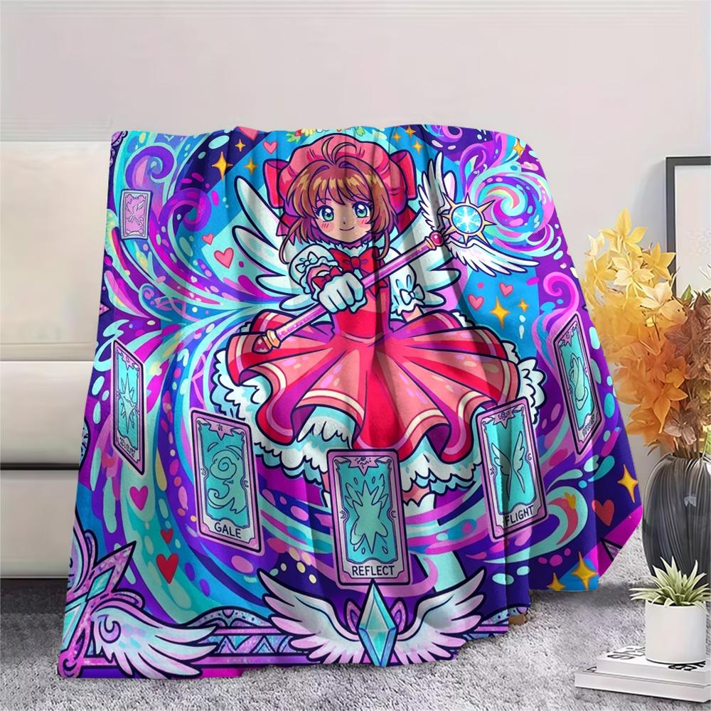 Cardcaptor Sakura Print Flannel Blanket, Ultra Soft High Quality All Seasons Warm Throw, Home Decor Cozy Blanket, Perfect Christmas Gift