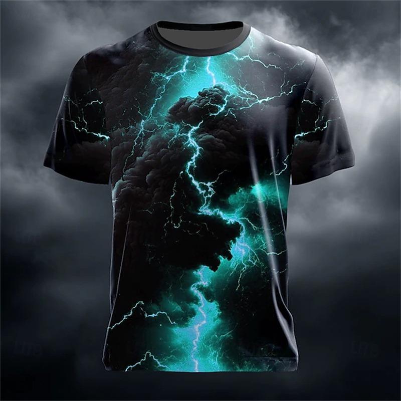 2025 New Men's Summer Round-neck T-shirt Outdoor Loose and Casual Short-sleeved Retro Men's Scary Ghost Face Print T-shirt