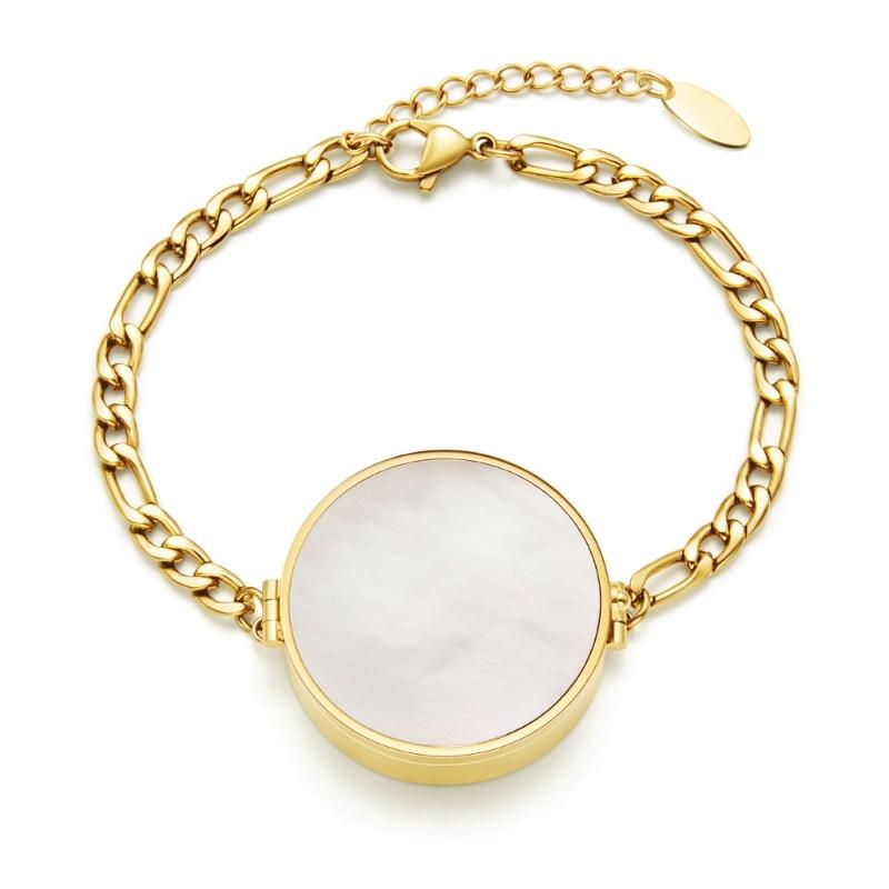Sturdy Stainless Steel Lipstick Holder Bracelet Featuring Shell Design High Polish Finish for Everyday Wear