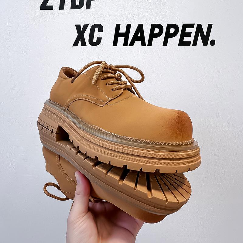 Martin boots men's platform heightening derby shoes retro old big head shoes men's lace-up short boots 24342-A