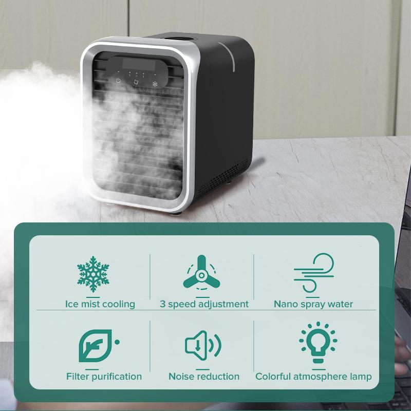 27W 3 modos Mini Ar Condicionado Portátil Refrigeração Semicondutora Umidificação Ventoinhas de Resfriamento de Mesa Refrigerador de Ar Casa Escritório 220V
