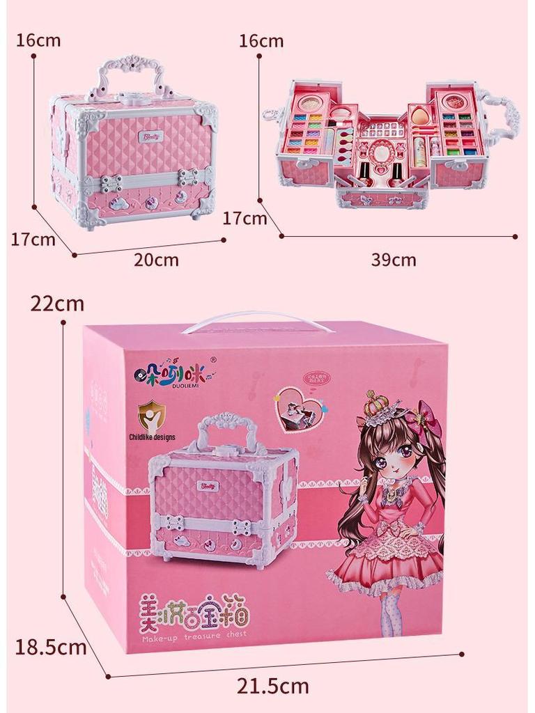 Princess Makeup Box: Washable Children's Cosmetic Set with Lipstick & Nail Polish - Perfect Birthday Gift for Girls