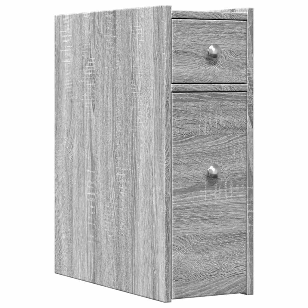 Narrow Bathroom Cabinet with Casters Gray Sonoma Particleboard