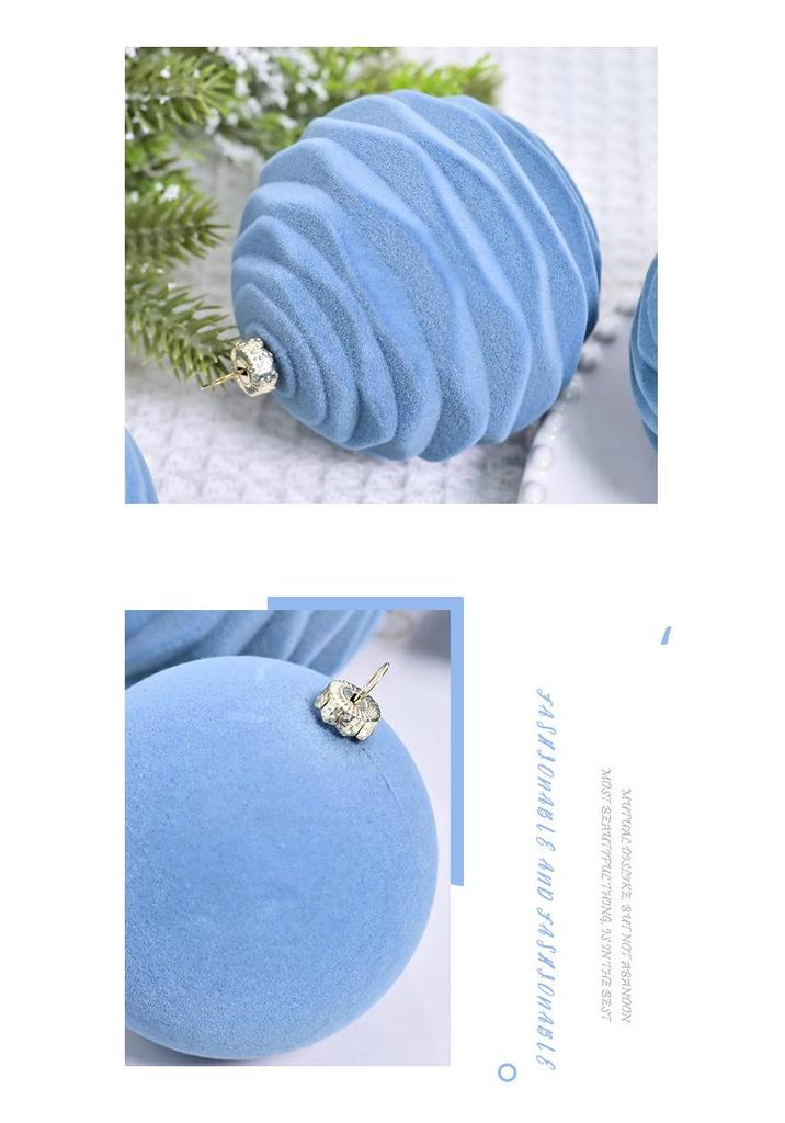 8cm Velvet Dark Color Flocked Christmas Tree Ornaments
