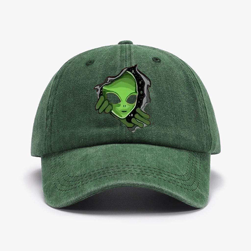 1 Pc "This Is  Alien"Printed Baseball Cap  Retro Washed Distressed Sun Hat Outdoor Fashion Accessory Hat for Men & Women