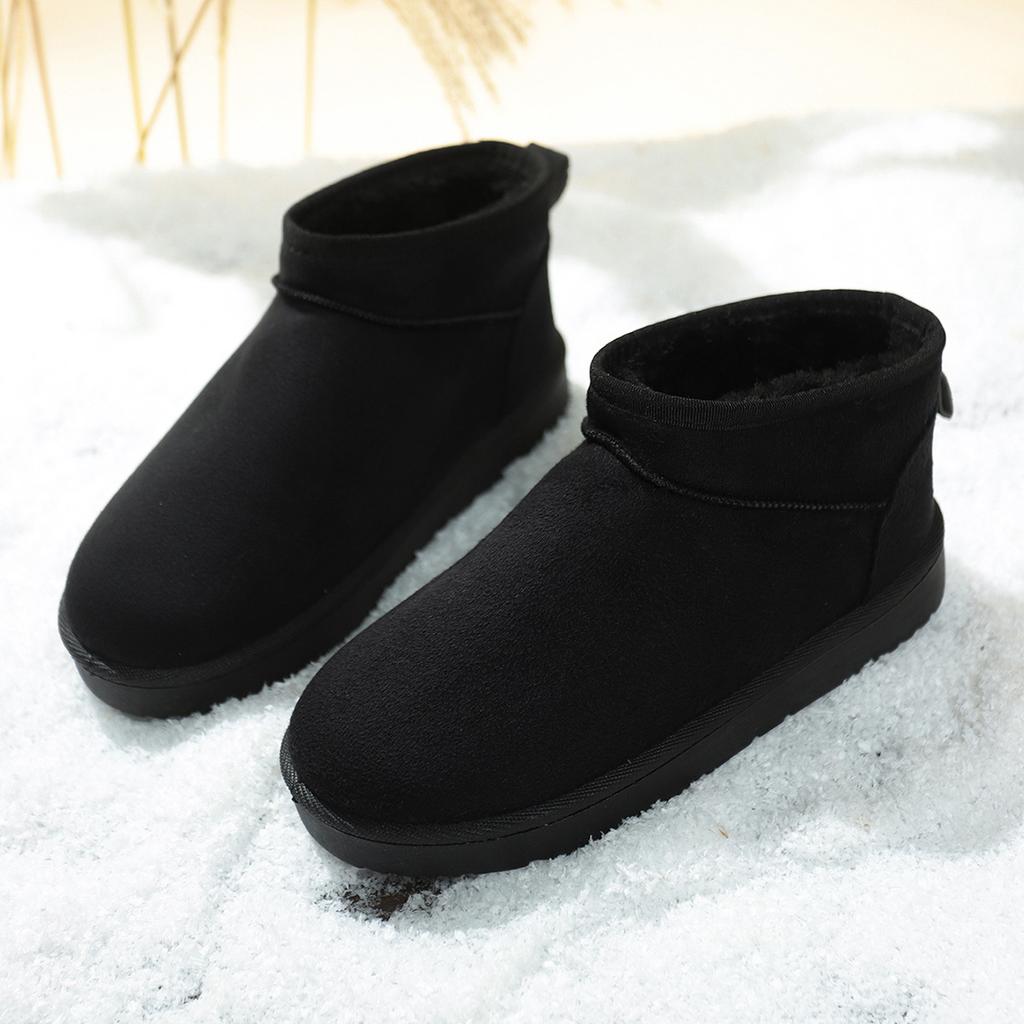 Women's Large Size Soft Sole Winter Warm Fur One Snow Boots Padded Lined Ankle Boots Non-slip Hiking Sports Cotton Boots
