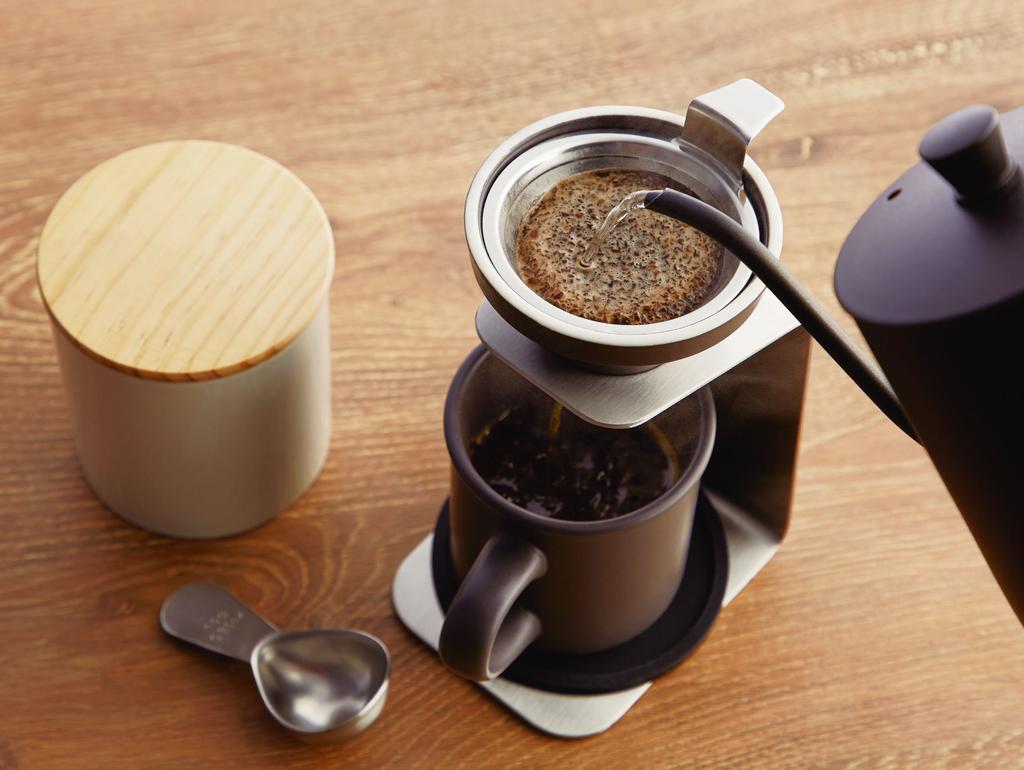 Maebata Brew Coffee Single Person Dripper Set Gray Mesh Filter Mug with Coaster 51642