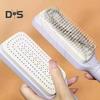 Velký masážní hřeben Jednoklíčový samočistící kartáč na vlasy s dlouhou rukojetí Antistatická masáž vlasové pokožky Hřeben na vlasy Ženy Kadeřnictví Výsuvný hřeben Domů