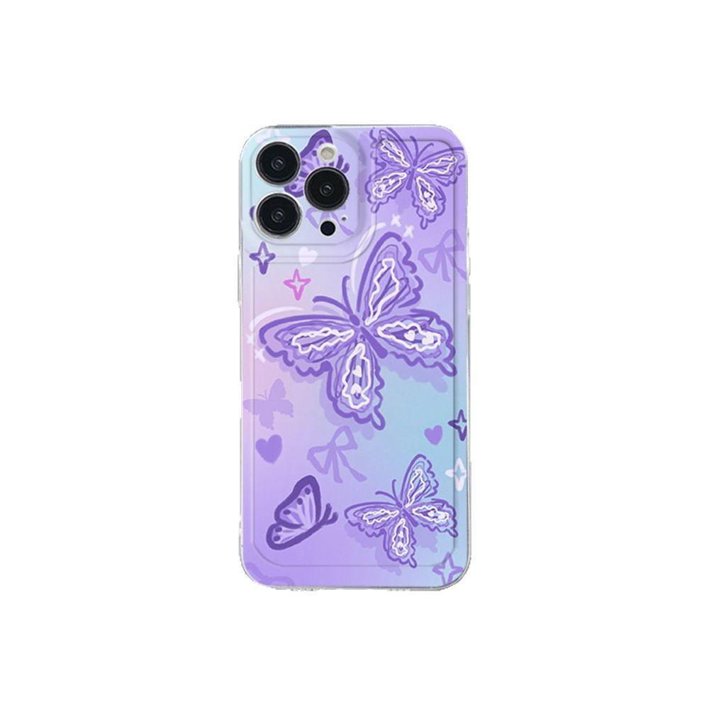 Pink Butterfly Pattern Phone Case For iPhone 16 E 14 13 12 11 15 Pro Max 7 8 Plus XS XR X SE 2022 Personalized Border Soft Cover