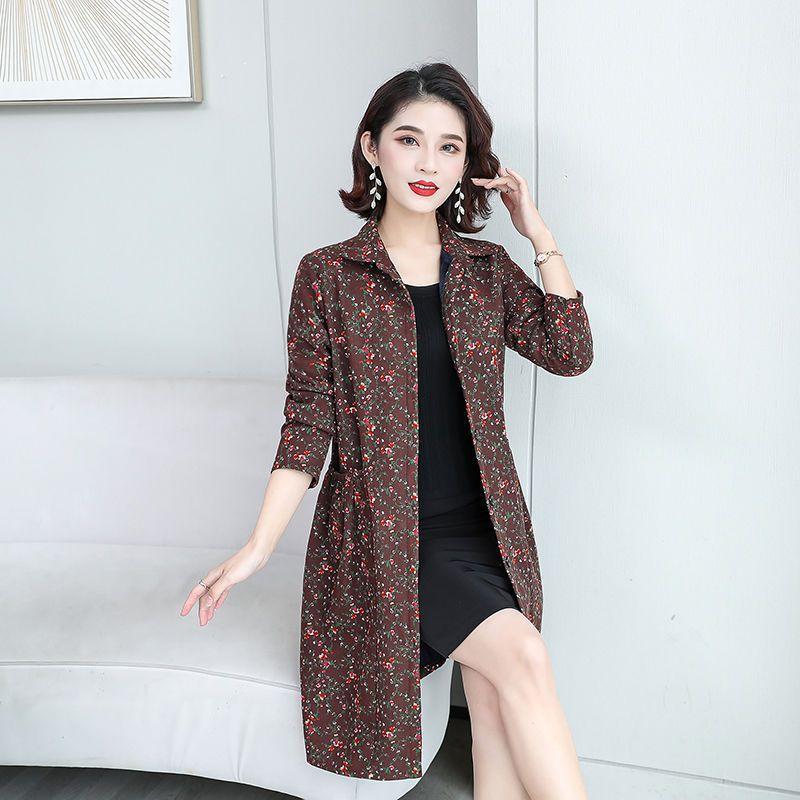 Middle-aged and Elderly Women's Velvet Thickened Windbreaker Coat Women's Autumn and Winter Slimming Mother's Wear Mid-length Winter Coat