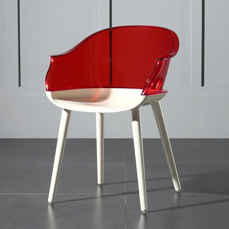 Transparent Dining Chair for Kitchen Home Furniture Modern Minimalist Plastic Armchair Designer Acrylic Chair Back Dining Chairs