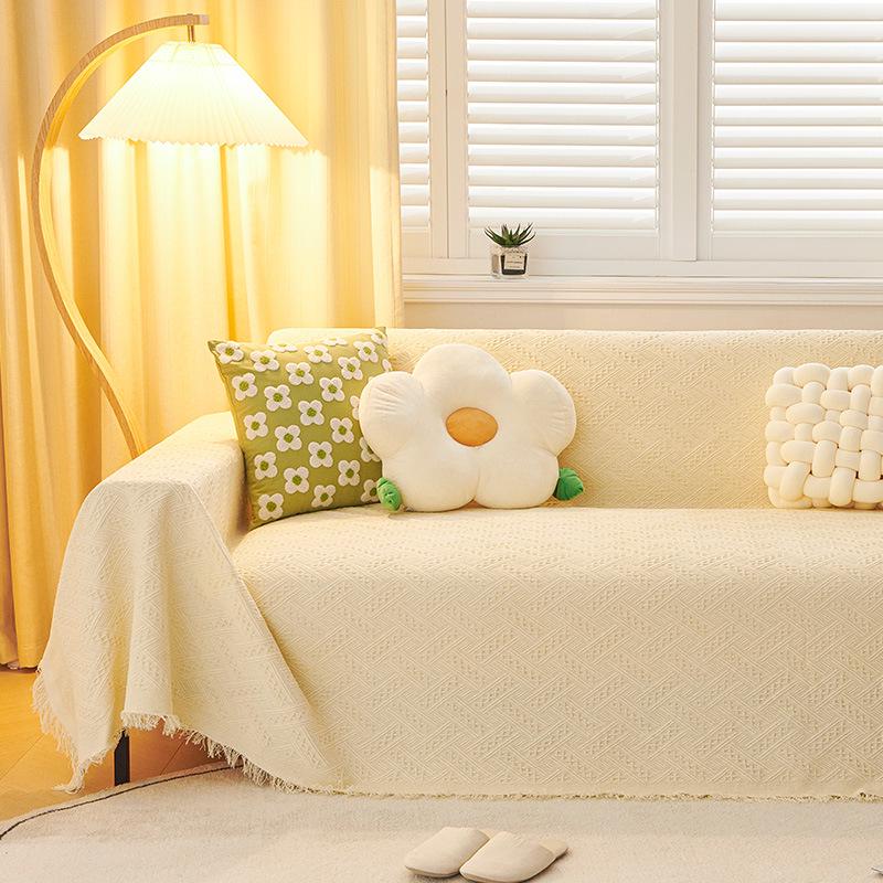 Nordic Style Dustproof Sofa Blanket - Single to Three-Seater, Four Seasons, Full Cover Cushion Towel