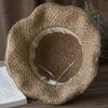 Vintage Breathable Braided Straw Hat Foldable UV Protection Sunshade Hat Wide Brim with Bow Beach Cap Summer