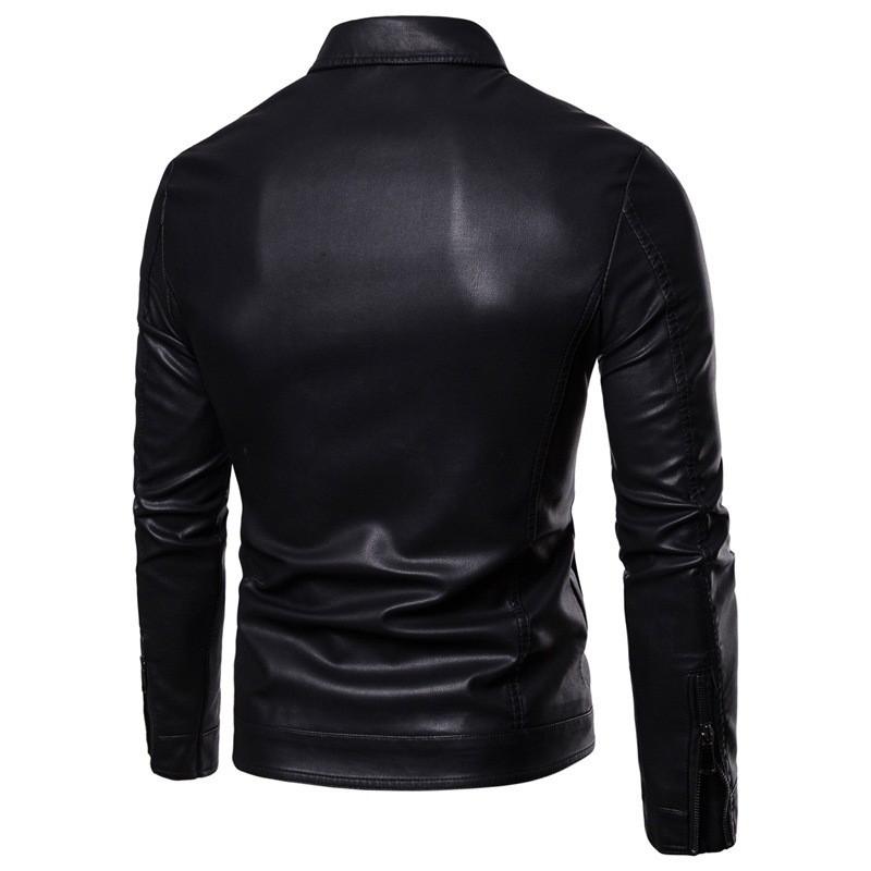 Mens PU Leather Jacket Warm Padded Winter Biker Coat Slim Fit Urban Style