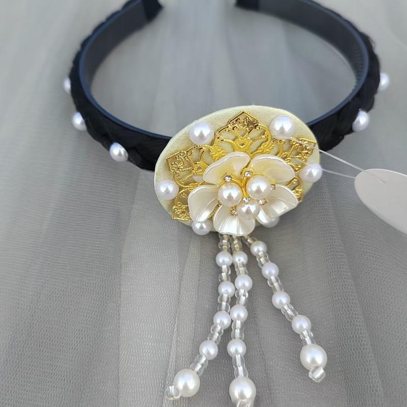 Korean Headband Pearl Flower Hanbok Hairband Fashion Tassels Traditional Headdress Stage Dance Hair Hoop Ladies