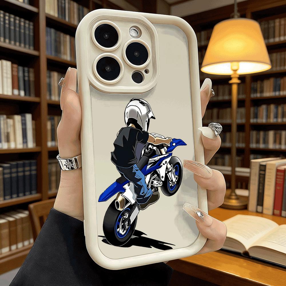 Rider on Blue Dirt Bike Shockproof Soft Phone Case For Xiaomi Redmi Note 15 14 13 12 11 10 9 8 Pro Anti-Slip Anti-Fall Cover