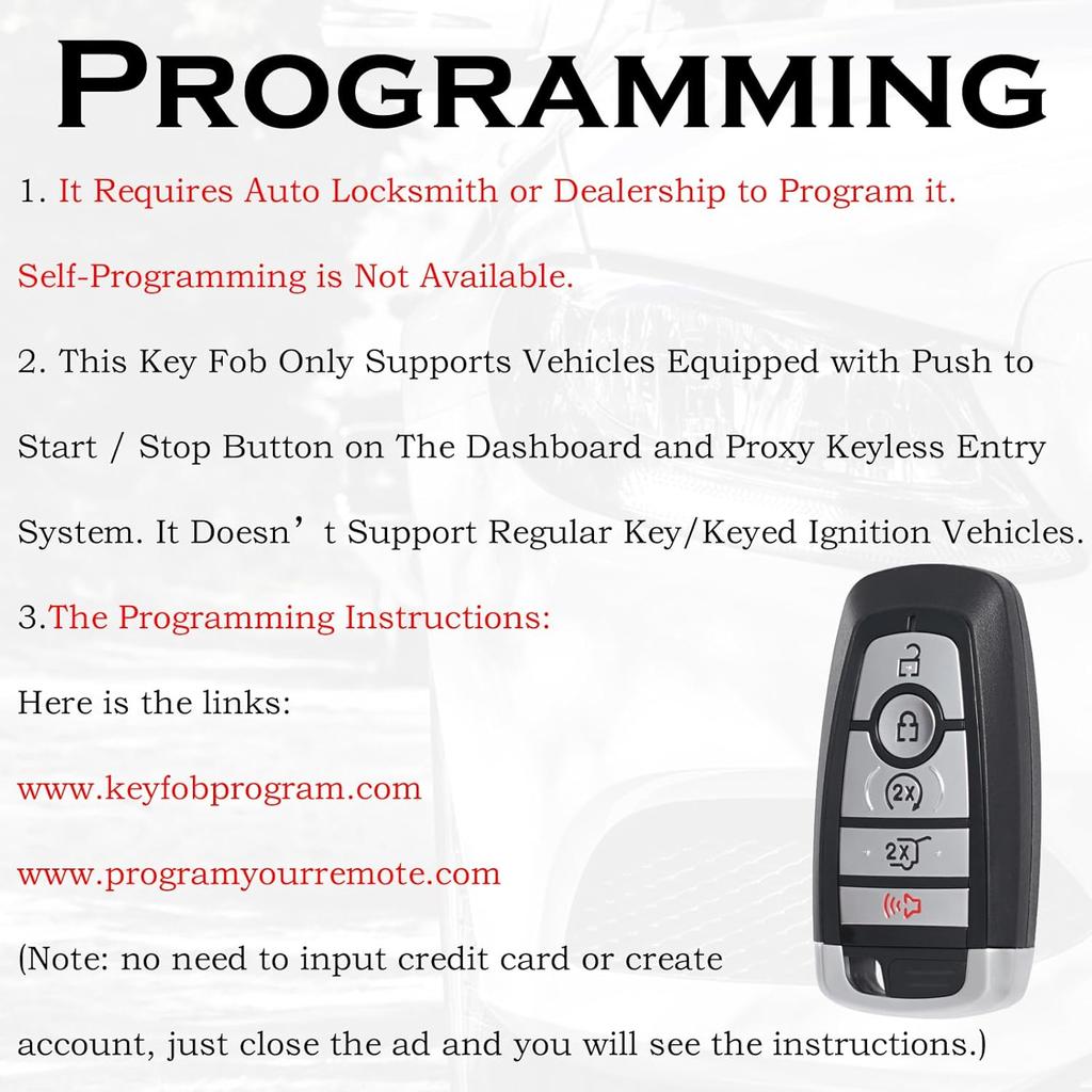 Remote Key Fob Replacement Fits for Ford Explorer Expedition 2018- Edge 2017- Escape Lincoln Navigator Aviator - Corsair Keyless Entry Remote Start