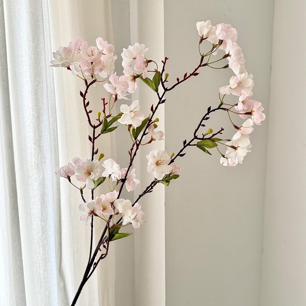 Pink Artificial Sakura Flower Decorative Silk Artificial Faux Plants Long Branches Peach Fake Cherry Blossoms