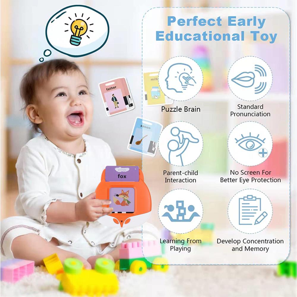Baby Talking Flash Cards Education Fox Device Toddler Montessori Speech Early Educational Toy Animals Sensory Toys Birthday Gift