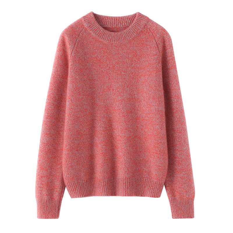 Women's 3-Strand Marled Cashmere Pullover - High-End, Stylish, Round Neck Sweater