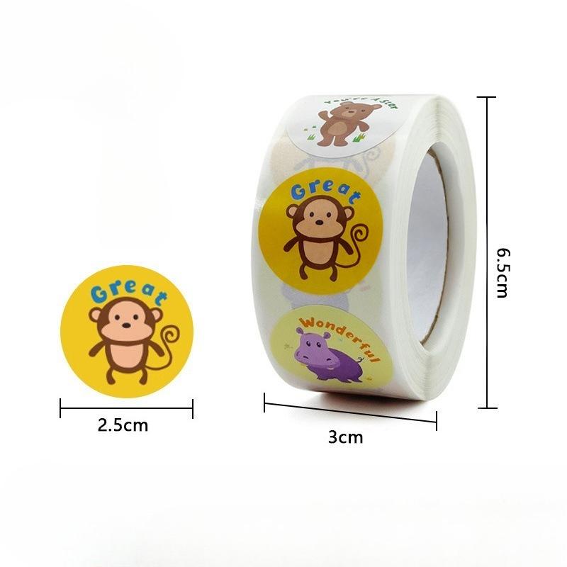 1Roll Cute animal stickers, wholesale stickers, non drying stickers, handmade decorative stickers, gift packaging stickers