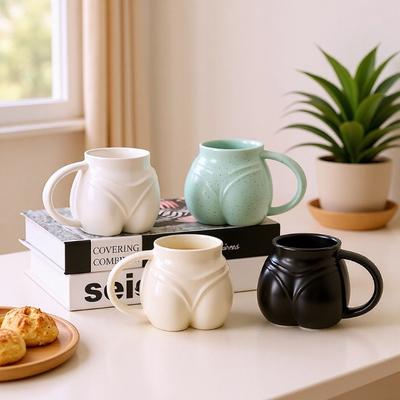 Kreativer Lustiger Niedlicher Po-förmiger Keramik-Kaffeebecher Große Kapazität 400ml Milchtasse Moderner Frühstücks-Getränkebecher Büro-Tasse Heimdekoration